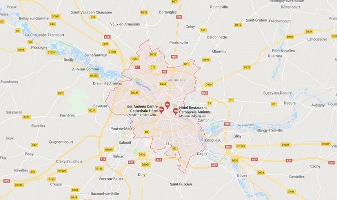 Mapa Amiens Atrações